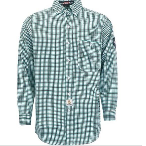 Bocomal Other - Bocomal Mens Flame Resistant 6.5oz Plaid Button Front Collared Shirt Size Large